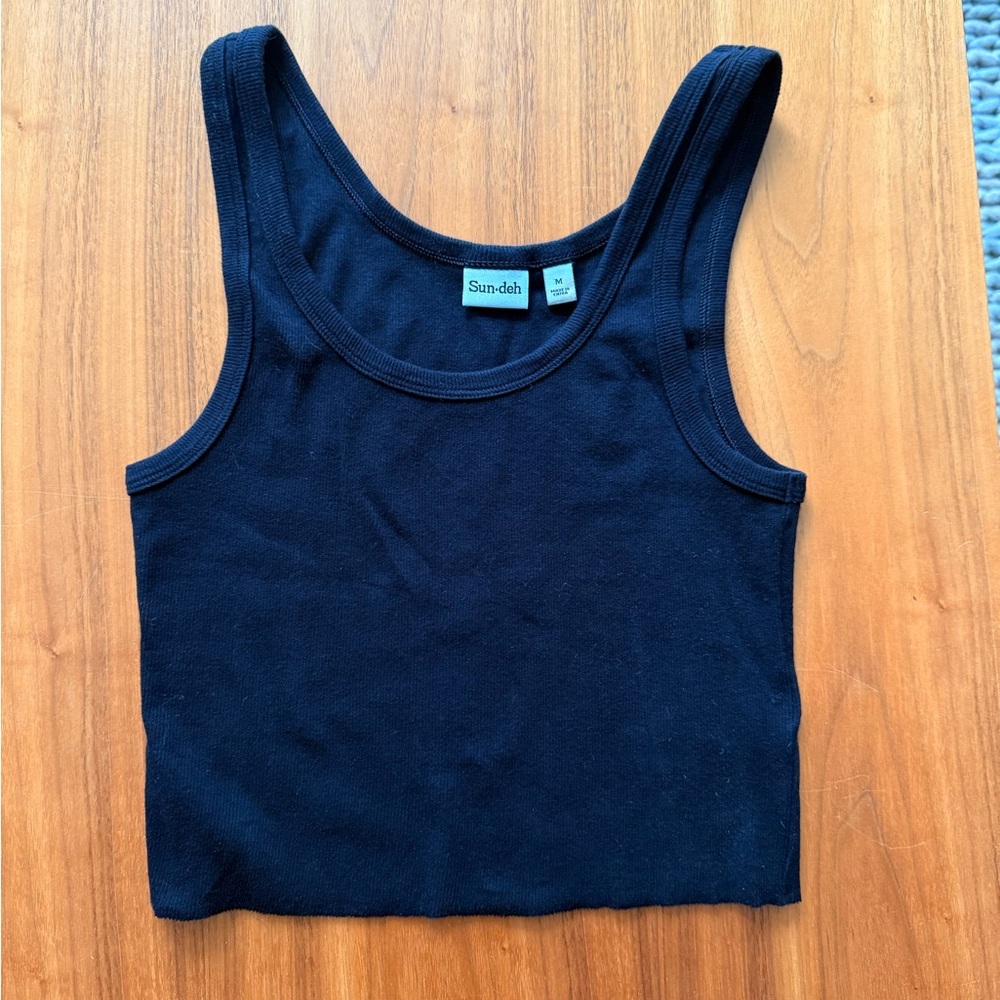 Sun-deh aritzia Women's Black crop Tank Top